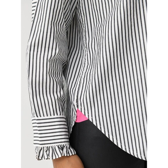 Kerri Rosenthal Mia Shirt Ruffles Tunic Top Striped Printed Buttondown S 283404 - Picture 2 of 11